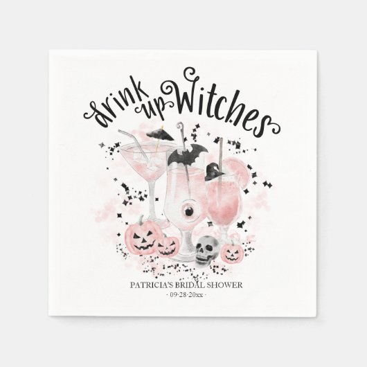 Drink op Heksen Cocktail Halloween Bruiloftsfeest Servet (Voorkant)