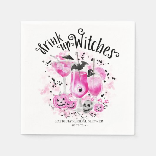 Drink op Heksen Cocktail Halloween Bruiloftsfeest Servet (Voorkant)