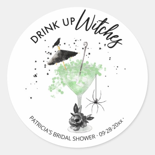 Drink op heksen Cocktail Halloween Vrijgezellenfee Ronde Sticker (Voorkant)