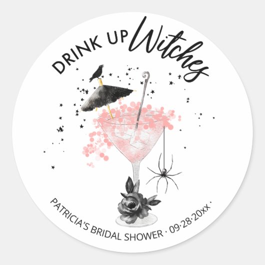Drink op heksen Cocktail Halloween Vrijgezellenfee Ronde Sticker (Voorkant)