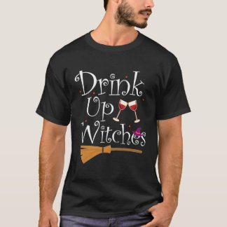 Drink op heksen Funny Drink wijn Halloween Cos T-shirt
