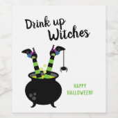 Drink op heksen Funny Halloween Party Wine Label Wijn Etiket (Enkel label)