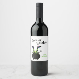 Drink op heksen Funny Halloween Party Wine Label Wijn Etiket