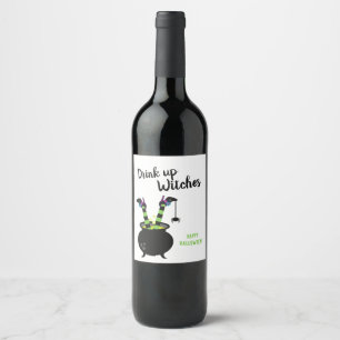 Drink op heksen Funny Halloween Party Wine Label Wijn Etiket