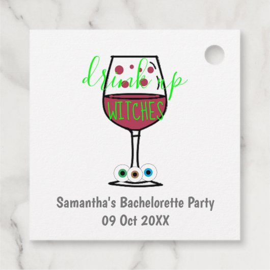 Drink op heksen Halloween Bachelorette Bedankjes Labels (Achterkant)