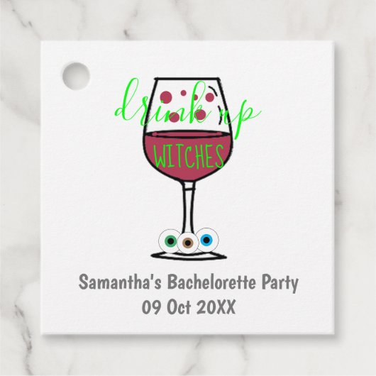 Drink op heksen Halloween Bachelorette Bedankjes Labels (Voorkant)