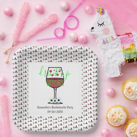 Drink op heksen Halloween Bachelorette Papieren Bordje (Feest)
