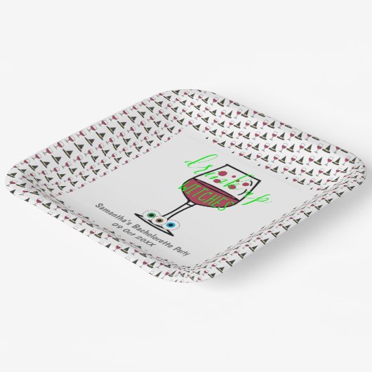 Drink op heksen Halloween Bachelorette Papieren Bordje (Gebogen)