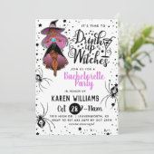 Drink op heksen Halloween Bachelorette Party Invi Kaart (Staand voorkant)