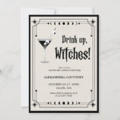 Drink op heksen Halloween Bachelorette Party Invi Kaart (Voorkant)