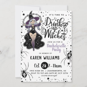 Drink op heksen Halloween Bachelorette Party Kaart