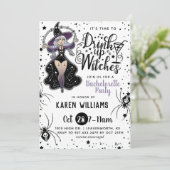 Drink op heksen Halloween Bachelorette Party Kaart (Staand voorkant)