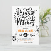 Drink op heksen Halloween Bachelorette Party Kaart (Staand voorkant)