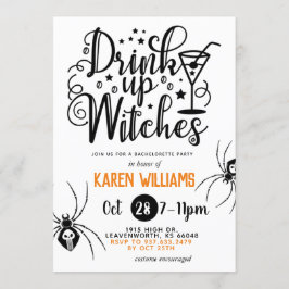 Drink op heksen Halloween Bachelorette Party Kaart