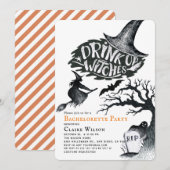 Drink op heksen Halloween Bachelorette Party Kaart (Voorkant / Achterkant)