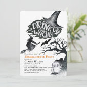 Drink op heksen Halloween Bachelorette Party Kaart (Staand voorkant)