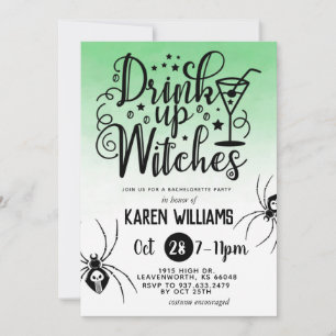 Drink op heksen Halloween Bachelorette Party Kaart