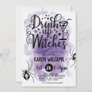 Drink op heksen Halloween Bachelorette Party Kaart