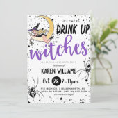 Drink op heksen Halloween Bachelorette Party Kaart (Staand voorkant)