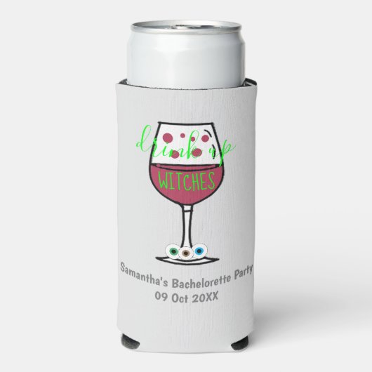 Drink op heksen Halloween Bachelorette Seltzer Blikjeskoeler (Seltzer Voorkant)