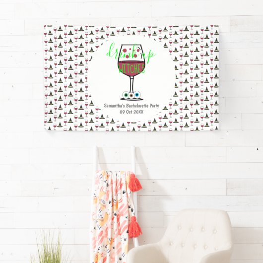 Drink op heksen Halloween Bachelorette Spandoek (Insitu)