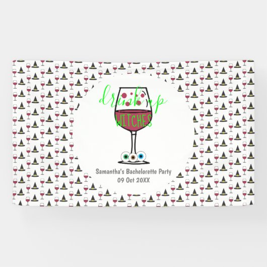 Drink op heksen Halloween Bachelorette Spandoek (Horizontaal)