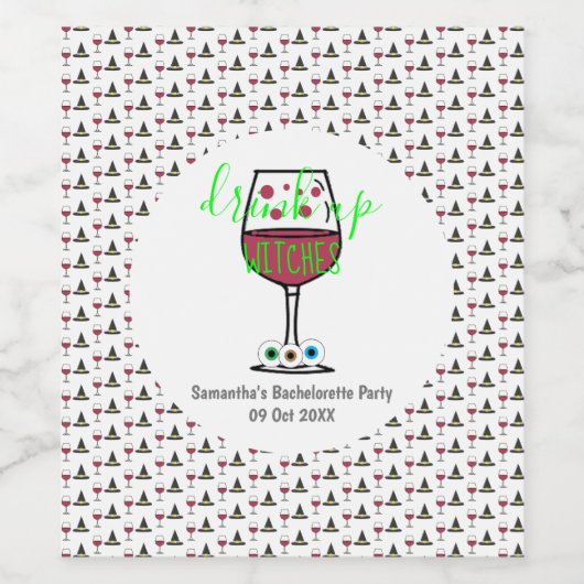 Drink op heksen Halloween Bachelorette Wijn Etiket (Enkel label)