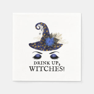 Drink Op Heksen Halloween Blauwe Heksenhoed Servet