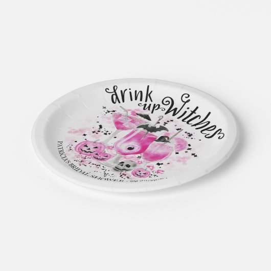 Drink op Heksen Halloween Bruidsfeest Papieren Bordje (Gekanteld)