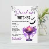Drink Op Heksen Halloween Feest Uitnodiging (Staand voorkant)