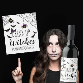 Drink Op Heksen Halloween-feest vrijgezellenfeest Wijn Etiket