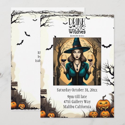 Drink op heksen Halloween Kaart (Voorkant / Achterkant)