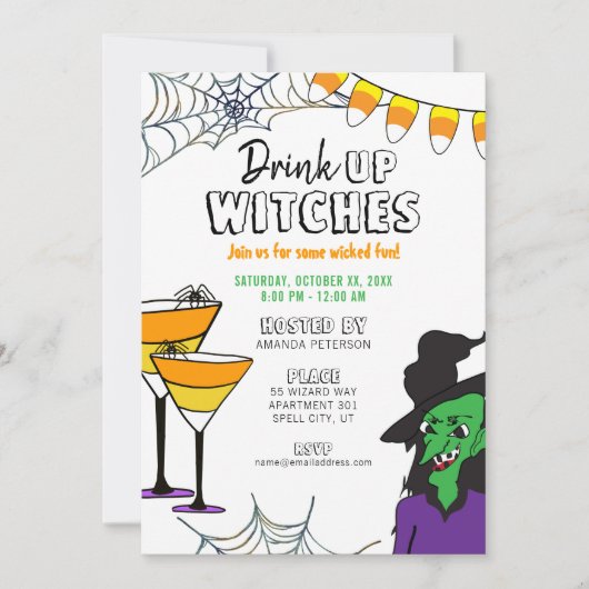 Drink op heksen Halloween Kaart (Voorkant)