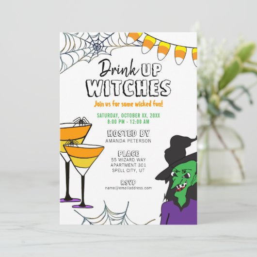 Drink op heksen Halloween Kaart (Staand voorkant)