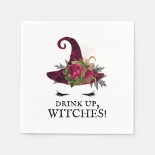 Drink Op Heksen Halloween Rode Heksenhoed Servet