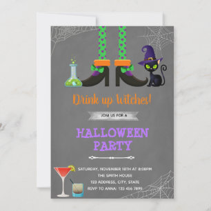 Drink op heksen halloween uitnodiging
