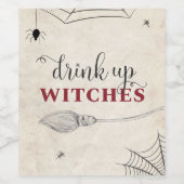 Drink op heksen Halloween Volle Magic Witch Party Wijn Etiket (Enkel label)