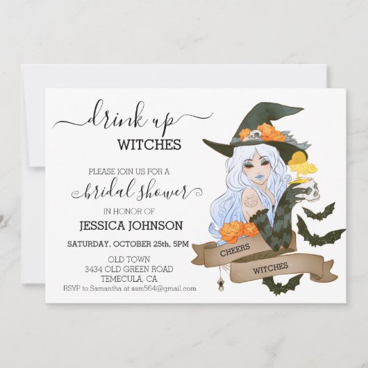 Drink op heksen Halloween Vrijgezellenfeest Kaart (Voorkant)