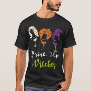 Drink op heksen Halloween Women Hallowine Wine Lo T-shirt