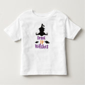 Drink op heksen, heks, vleermuizen, halloween kinder shirts (Voorkant)