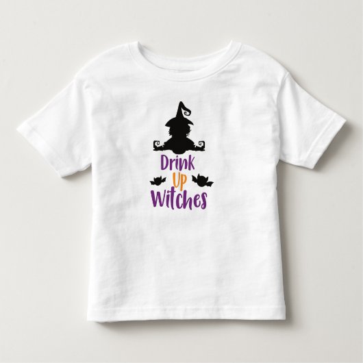 Drink op heksen, heks, vleermuizen, halloween kinder shirts (Voorkant)