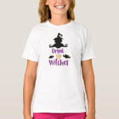 Drink op heksen, heks, vleermuizen, halloween t-shirt (Voorkant)