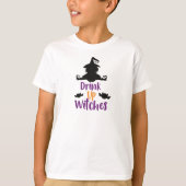 Drink op heksen, heks, vleermuizen, halloween t-shirt (Voorkant)