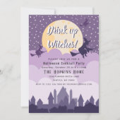 Drink op heksen Moon Halloween Cocktail Party Kaart (Voorkant)