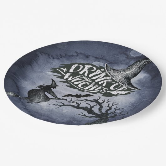 Drink op heksen Night Sky Halloween Papieren Bordje (Gekanteld)
