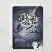 Drink op heksen Night Sky Halloween Party Kaart (Voorkant)