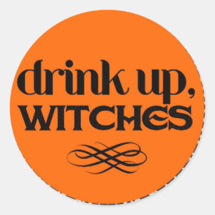 Drink op heksen ronde sticker