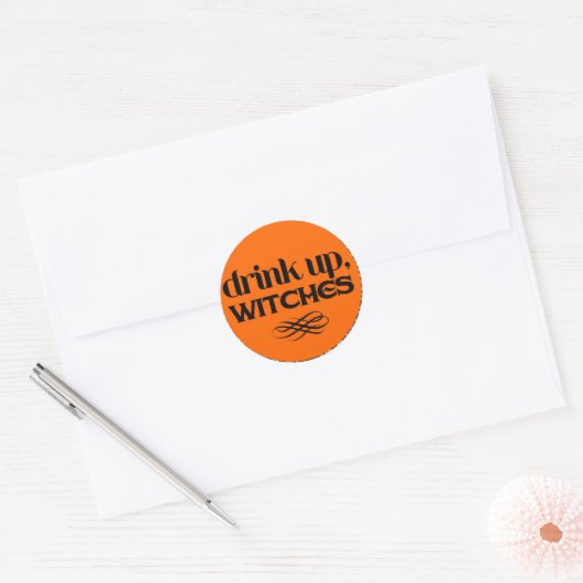 Drink op heksen ronde sticker (Envelop)