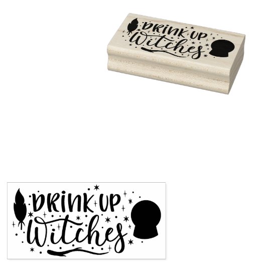 Drink op heksen rubberstempel (Gestempeld)