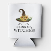 "Drink op, heksen!" Rustieke zonnebloem Halloween Blikjeskoeler (Voorkant)